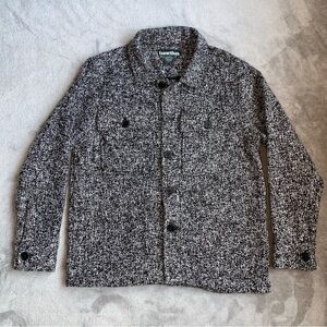 Tunellus Shirt Jacket Mens Small Black White Woven Button Down Shacket Casual